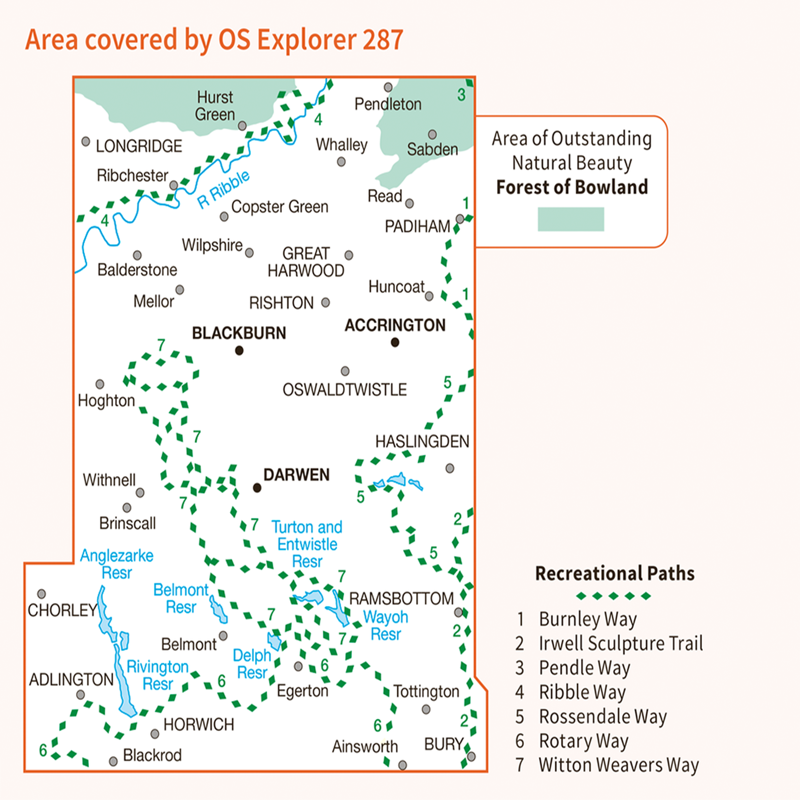 OS Explorer Map 287 - West Pennine Moors - Blackburn Darwen And Accrington-2